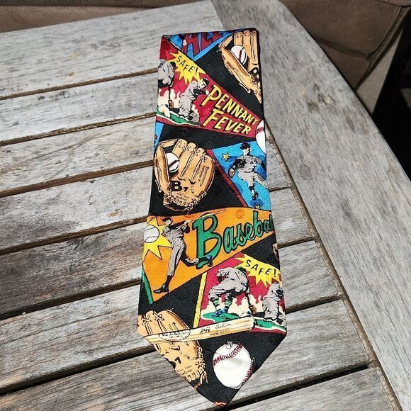 Baseball Pennant Rosetti Silk Tie - Picture 1 of 4